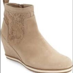 Geox Illusion Perforated Suede Wedge Bootie